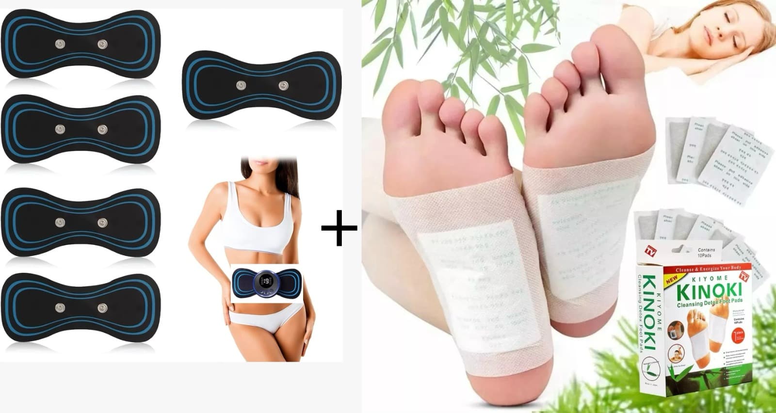 10 Parches Kinoki + masajedor 5 almohadi